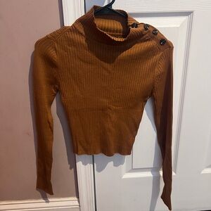 Fashion Nova ribbed knit long sleeve mock neck crop top